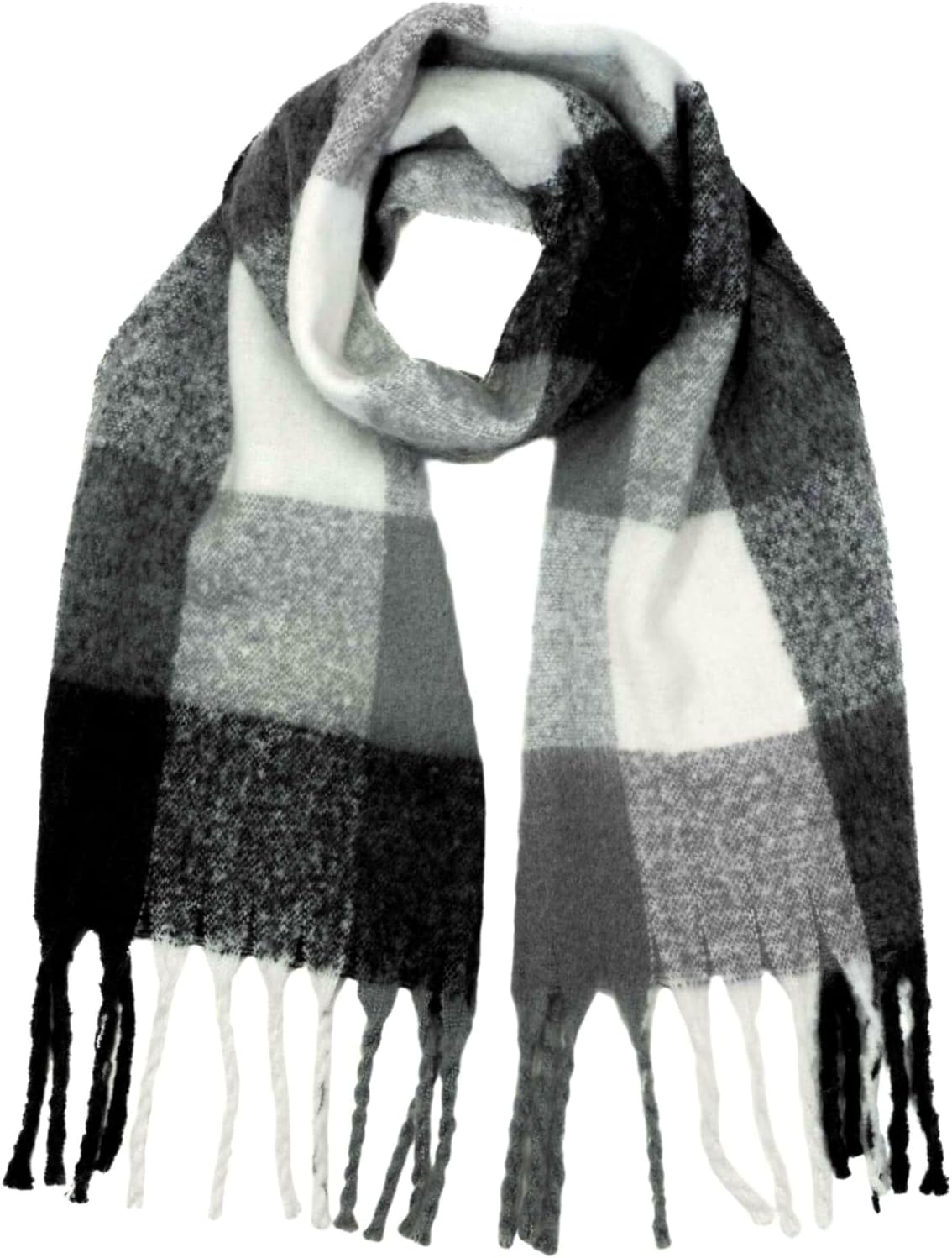 Oversize Blanket & Chunky Long Plaid Winter Wrap, Checkered Plaid Scarf For Winter