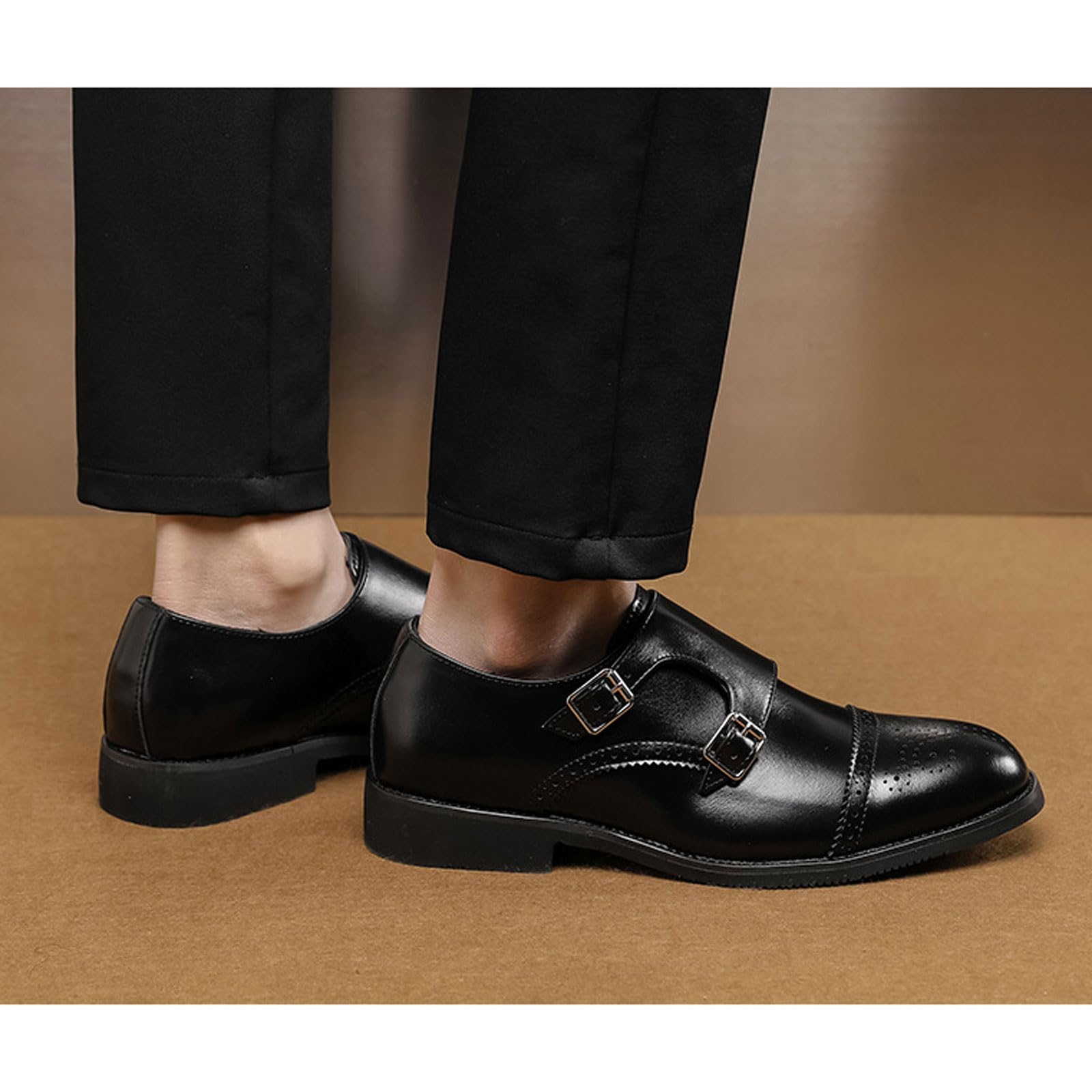 Chaussures Homme À Double Monk Strap Élégantes pour Tenue Business Décontractée, Bureau & Événements Formels