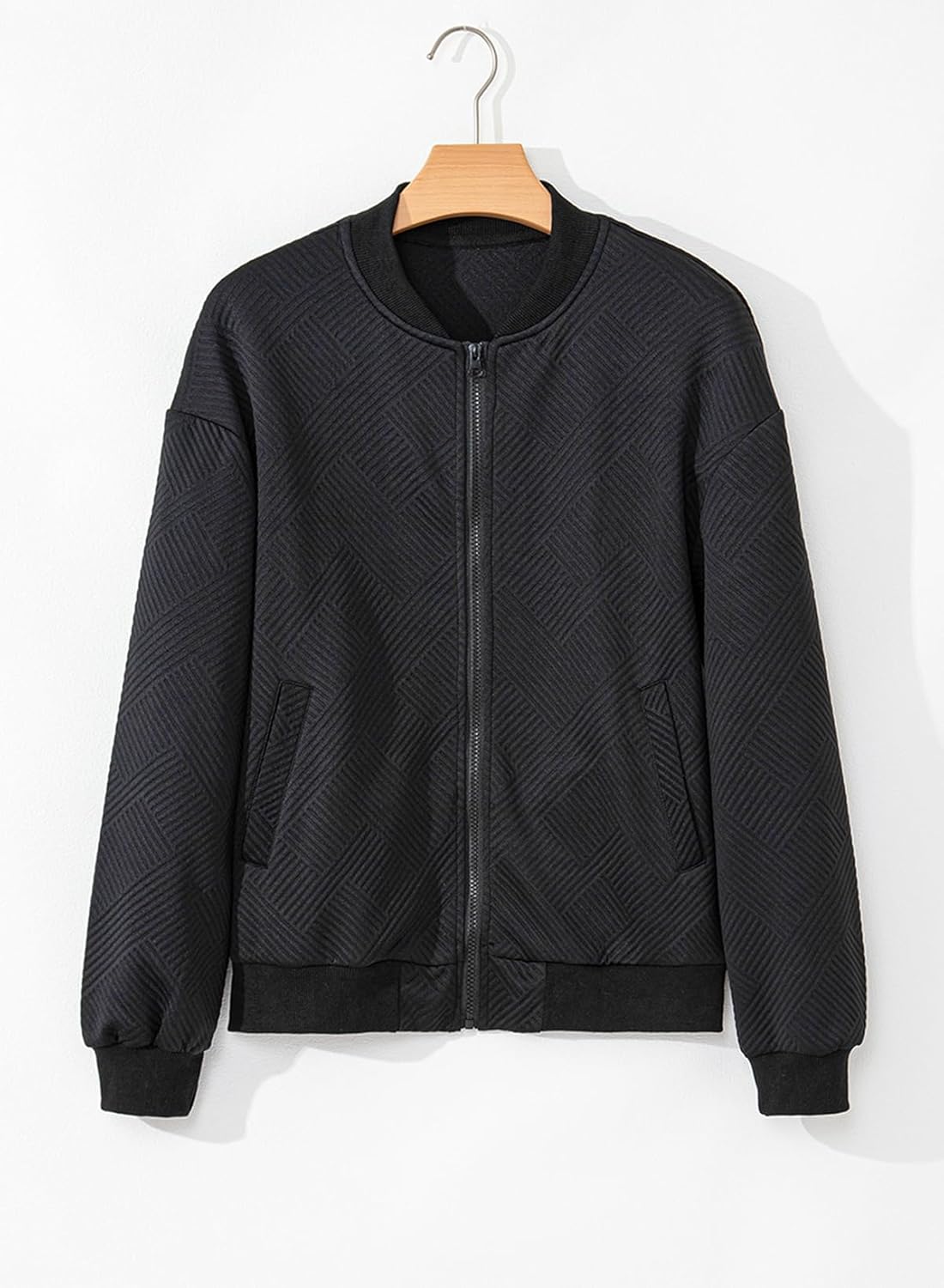 EVALESS Womens Bomber Jacket Coat Casual Stand Collar Zip Up Lightweight Fall Fashion Jackets Outfits with Pockets - Image 6