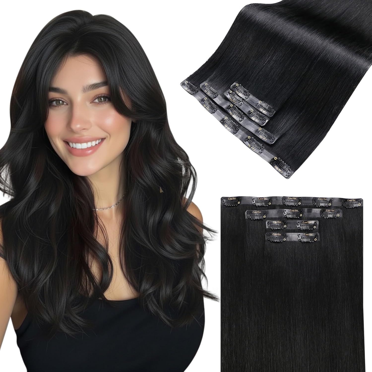 LaaVoo Extensions Echthaar Echt Haar Extension Clip Haarverlängerung Echthaar