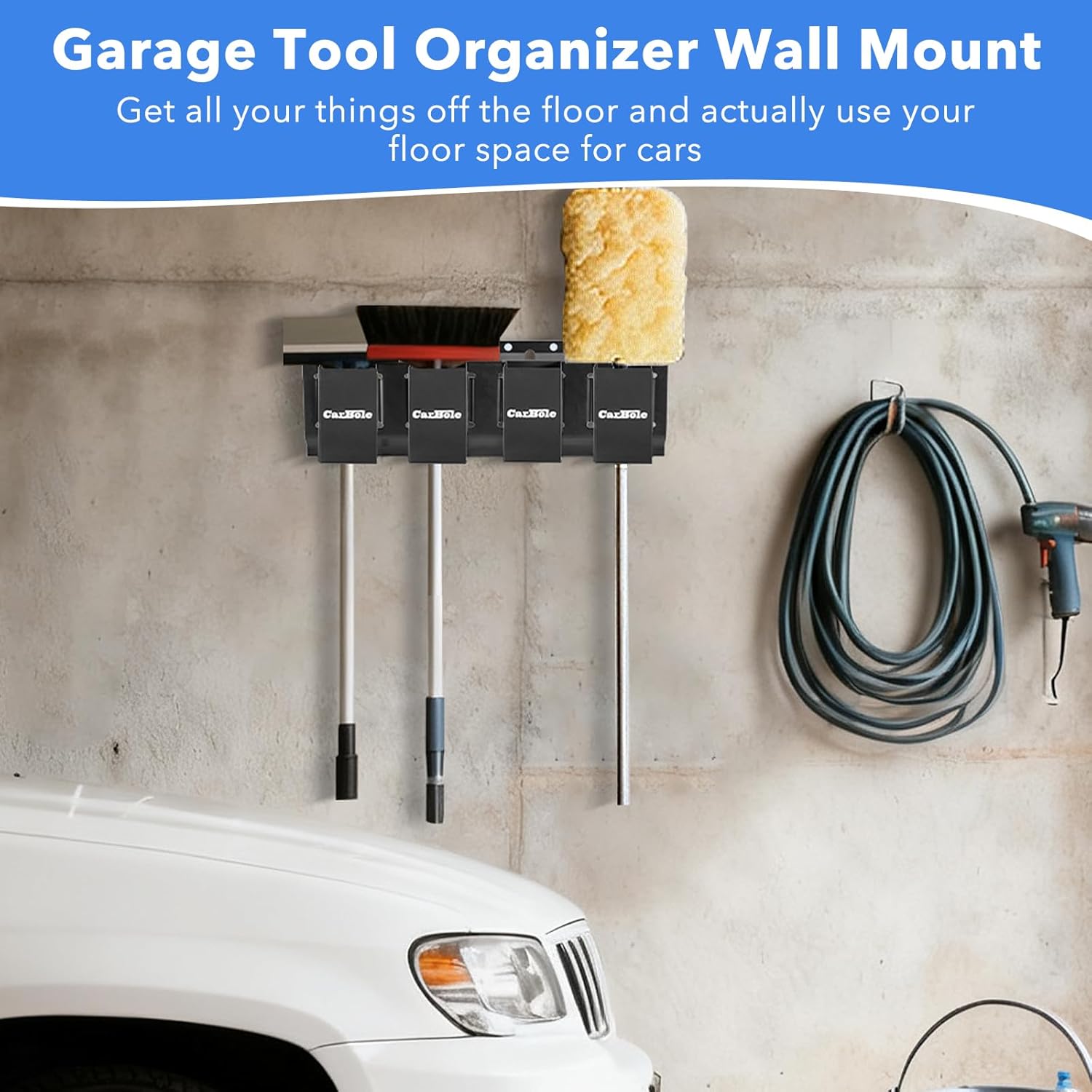 CarBole E Track Tool Holders for Truck, Warehouses, 4 Pack E Track Accessories Garage Organization to Keep Garden Tools