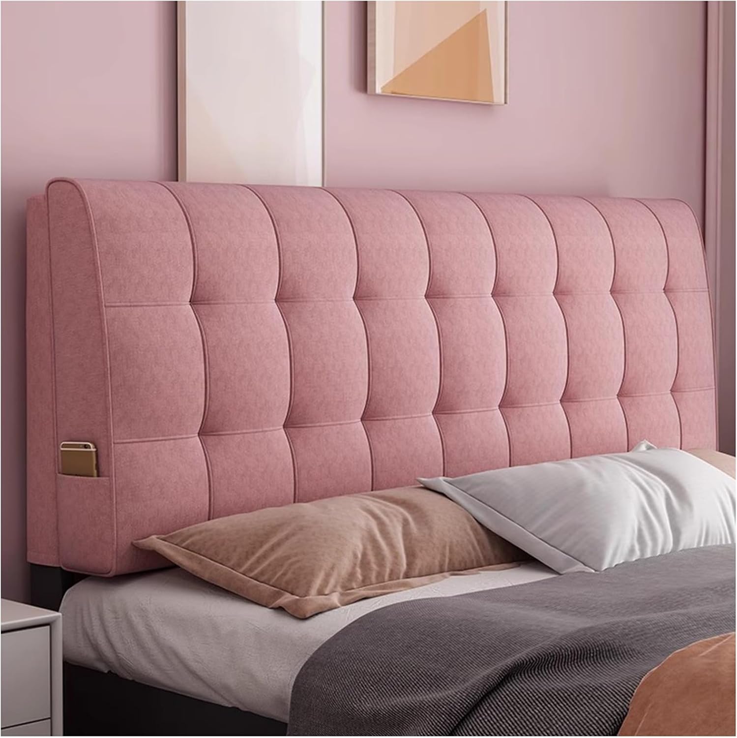 Wall Mounted Rectangle Headboard Reading Pillow, Large Reading Wedge Pillow, Rectangle Headboard Cushion Bedside Support Cushion Large Backrest,B1,Paste 150cm