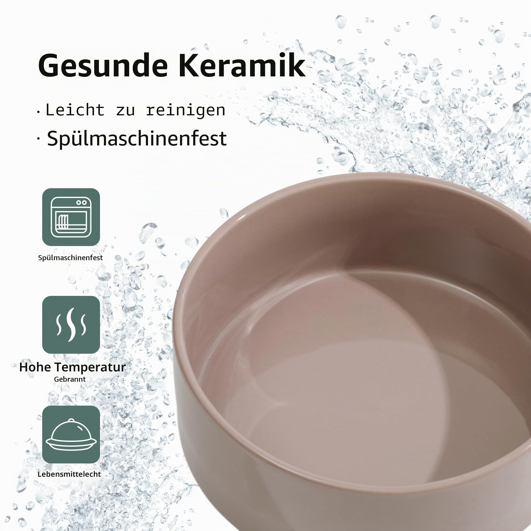 Havniva Keramischer Hundenapf 21 cm mit Ständer für Hunde großer Rassen, Futter- und Wassernapf (Doppelnapf mit Ständer -brauner Kaffee)