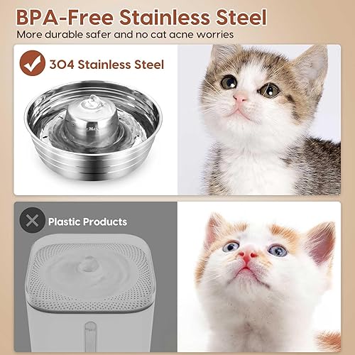 Miniatura 8 de Ofat Home Fuente de agua para perros, fuente de agua para mascotas de acero inoxidable de 128 oz1 galón3.78 L, fuente de agua grande para perros,