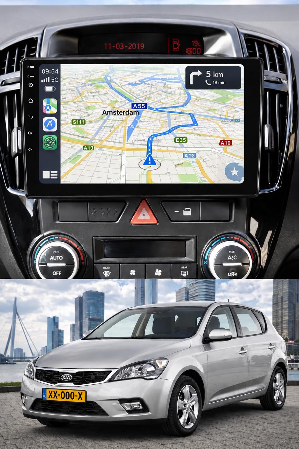 Autoradio 9 pollici compatibile con Kia Pro/Cee d 2010-2012 | CarPlay/Android Auto/WiFi/DSP/DAB+, touchscreen CarPlay, sistema radio multimediale HD (T4 (4GB/64GB) 8-core 5GHz QLED)