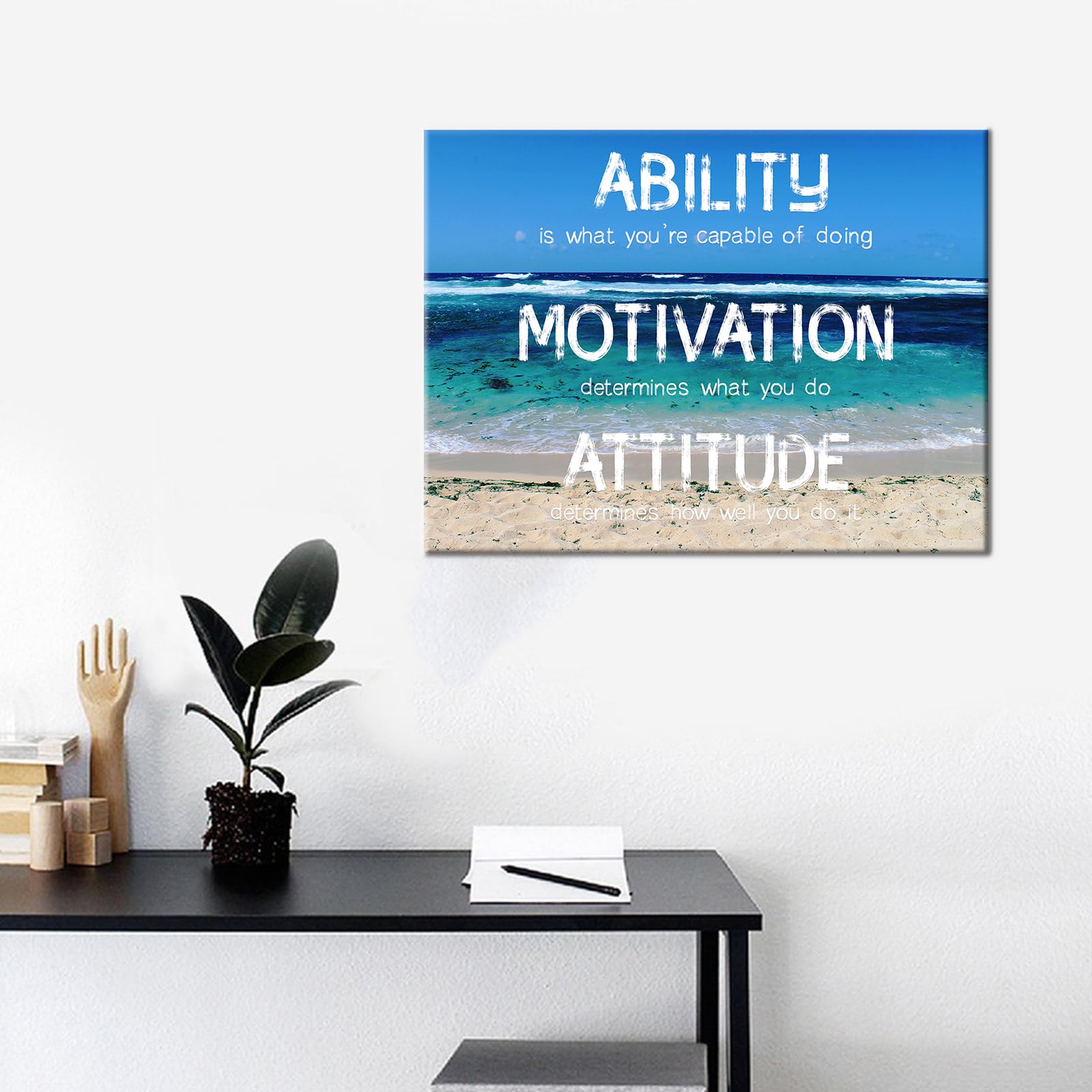 Lienzo con citas motivacionales, Cuadro Arte de Pared, Lienzo Inspirador, Paisaje, Mar, Empresario, Oficina, Decoración de Pared, Póster Impreso para Sala de Estar, Oficina, Gimnasio