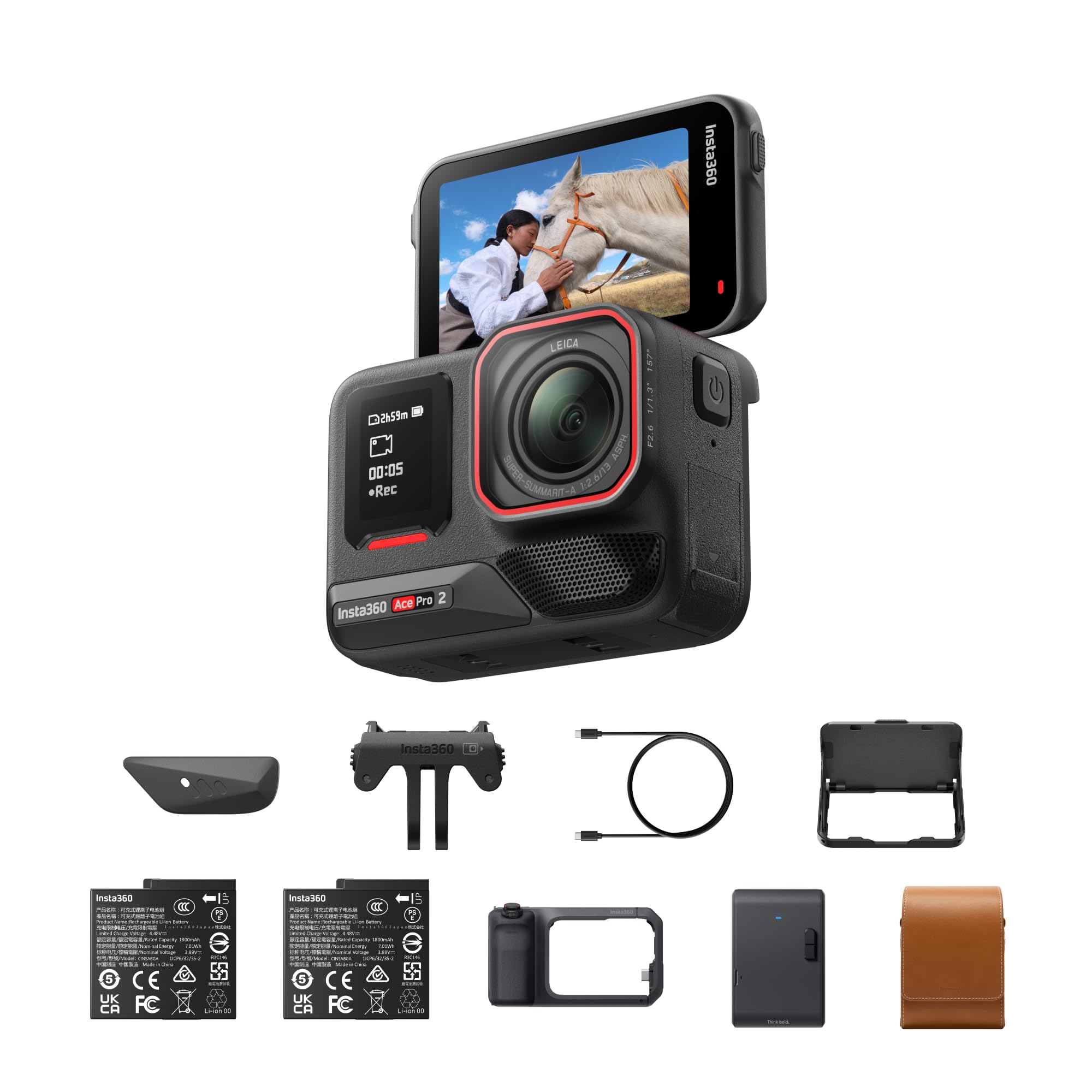 Insta360 Ace Pro 2 Flash Print-Bundle – wasserdichte 8K Action-Cam, mit Leica entwickelt, 1/1,3