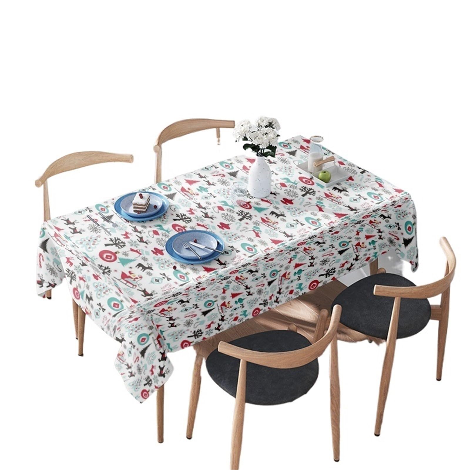 LYXYGMV Festive Tablecloth Holiday Dinner Party Decor Reversible Table Cover Xmas Dining Room Rustic Farmhouse Styl for Dining Room(140X180CM)