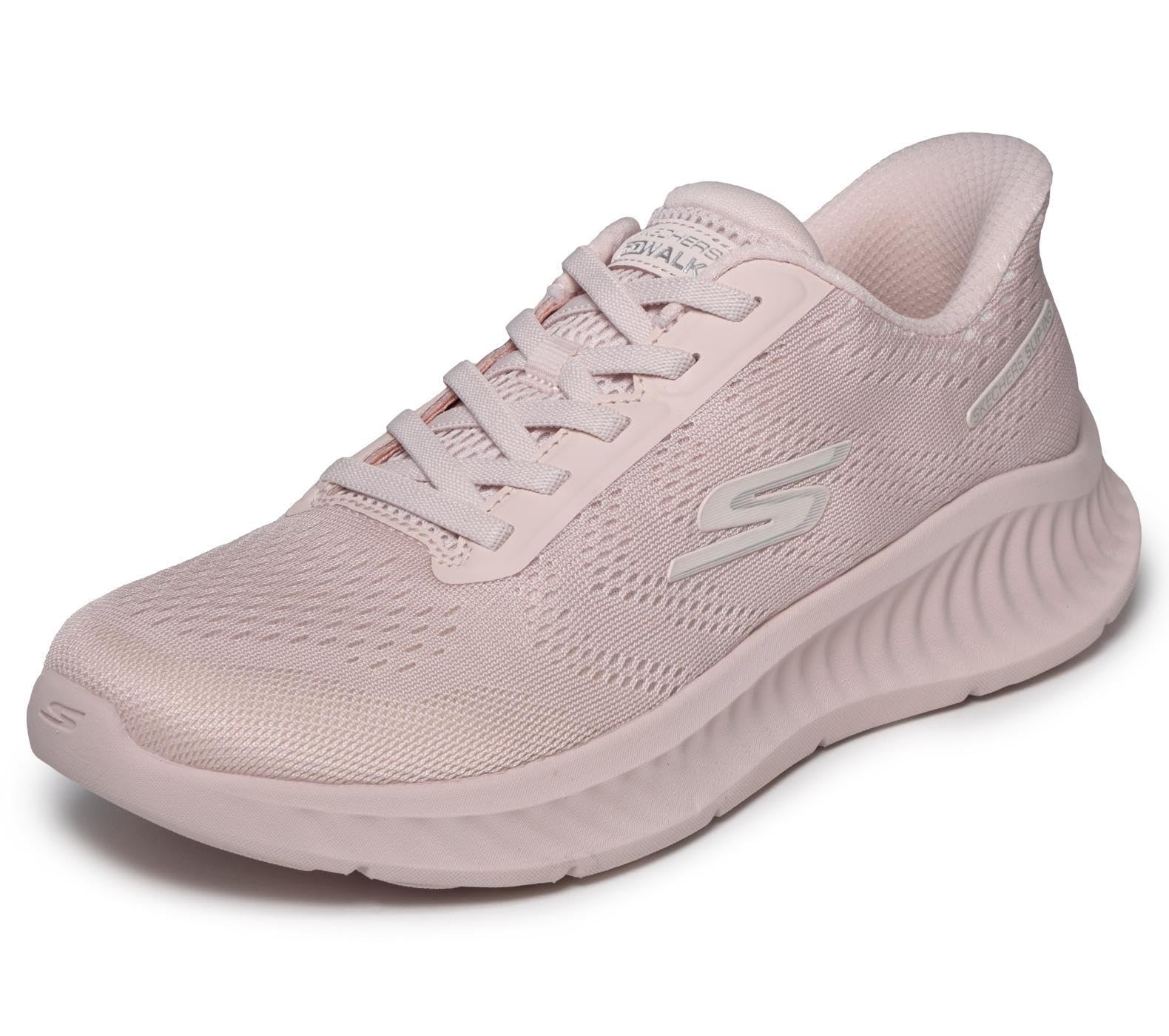 Skechers Women's Go Walk Now Khloe Slip-in Trainers, Light Pink Textile/Trim, 4.5 UK
