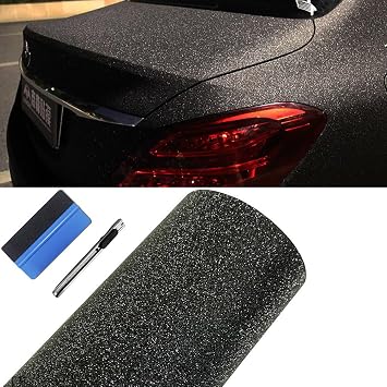 LZLRUN Matte Black Glitter Diamond Sandy Sparkle Car Vinyl Wrap 12 x 60in