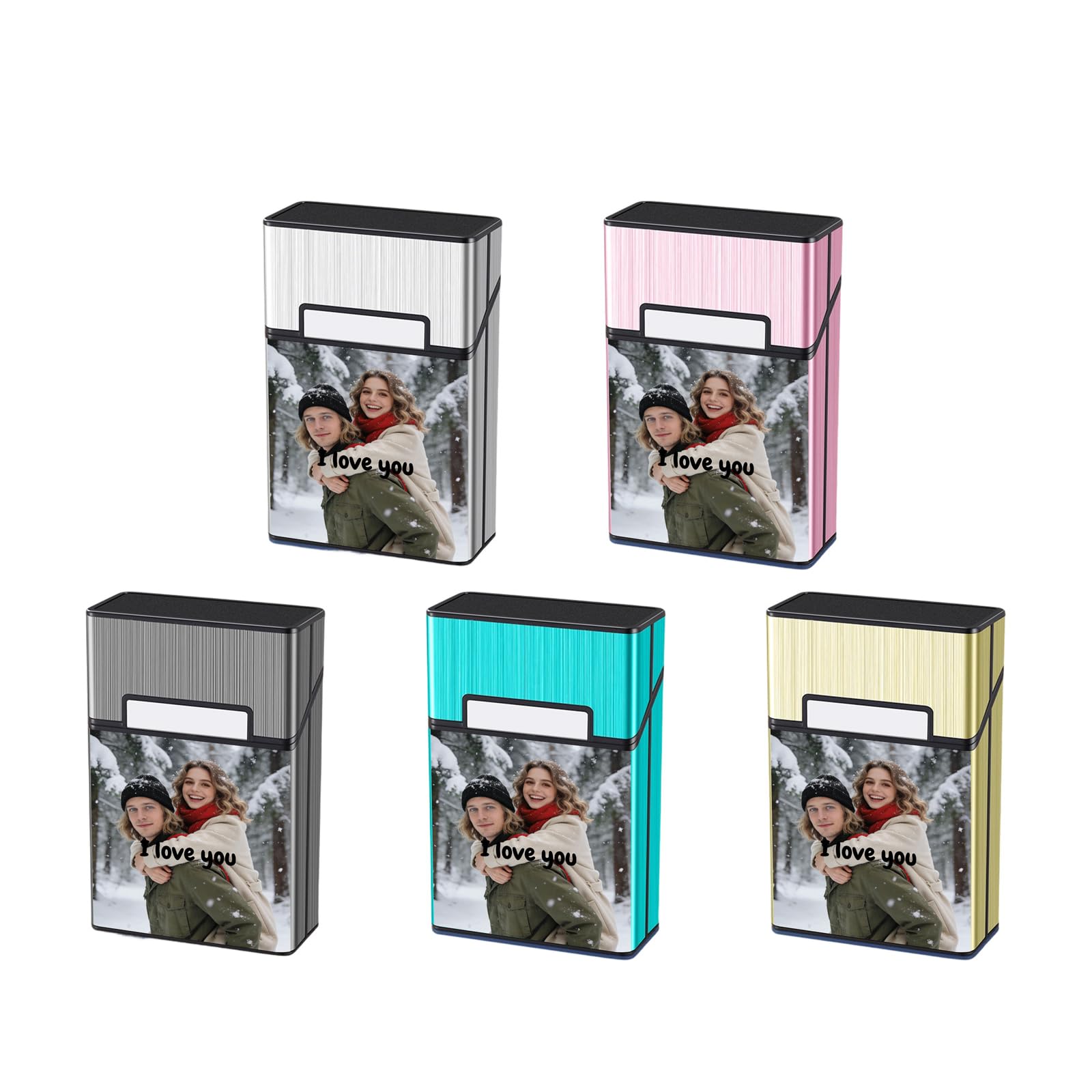Personalised Cigarette Case, Custom Aluminium Metal Alloy Cigarettes Holder with Text Photo, Anti-Extrusion, Splash Proof, Valentine's Day Gift for Father, Boyfriend, Women
