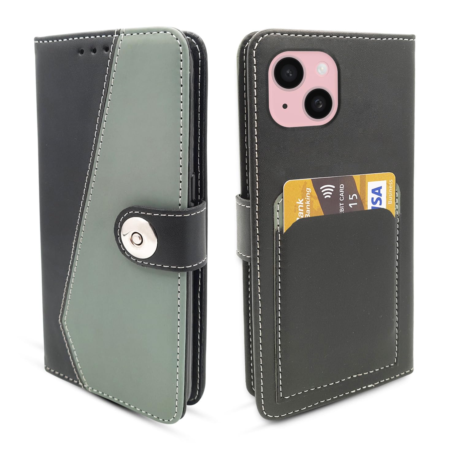 Pikkme Flip Cover | Genuine PU Leather Finish | Full 360 Protection | Wallet Style | Inbuilt Pockets & Stand | Strong Magnetic Flip Case for iPhone 15 (Grey) (B0CQPCLYB3) Amazon Price History, Amazon Price Tracker