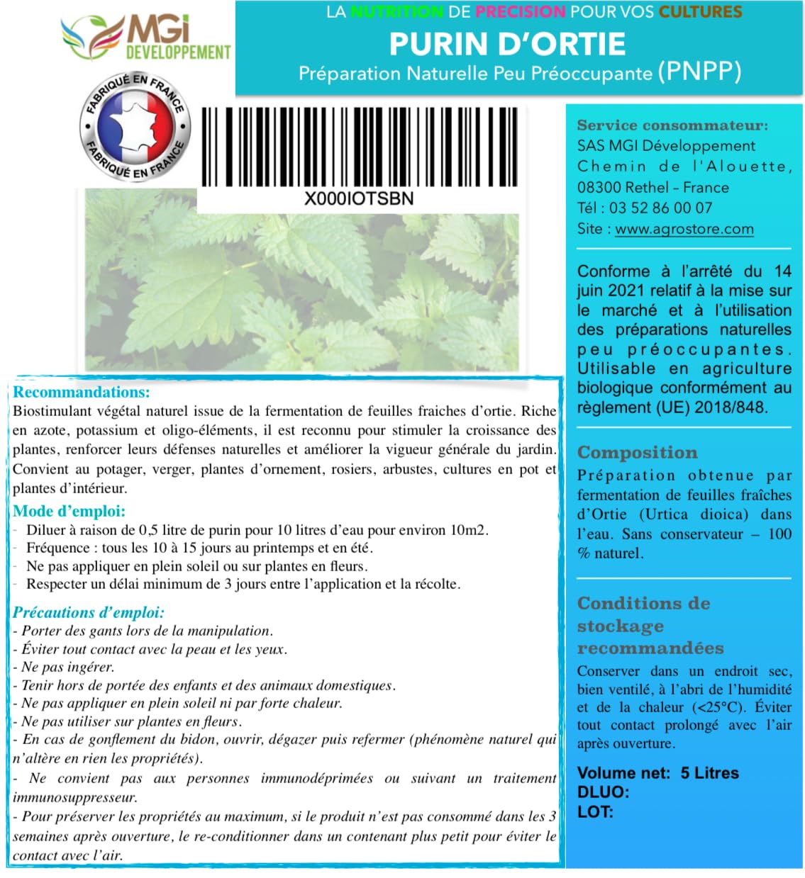 Lot de 3 Purins Naturels – Ortie, Prêle & Consoude – Biostimulants Végétaux 100% Naturels – Préparations Naturelles Peu Préoccupantes (PNPP) – Agriculture Biologique – France - 3 x 5 L