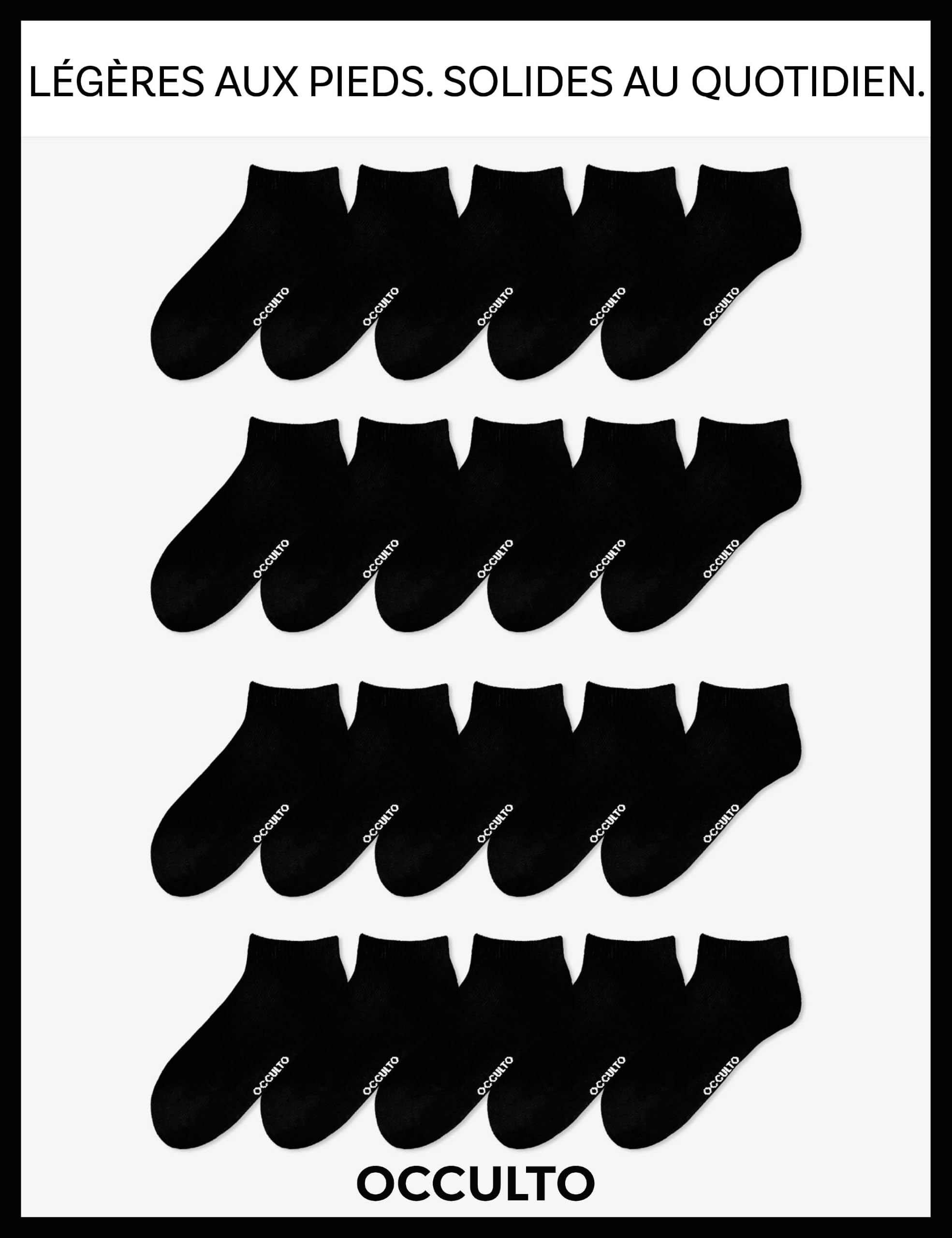 Occulto Chaussettes Basses Homme lot de 10-20 (modèle: Alex)