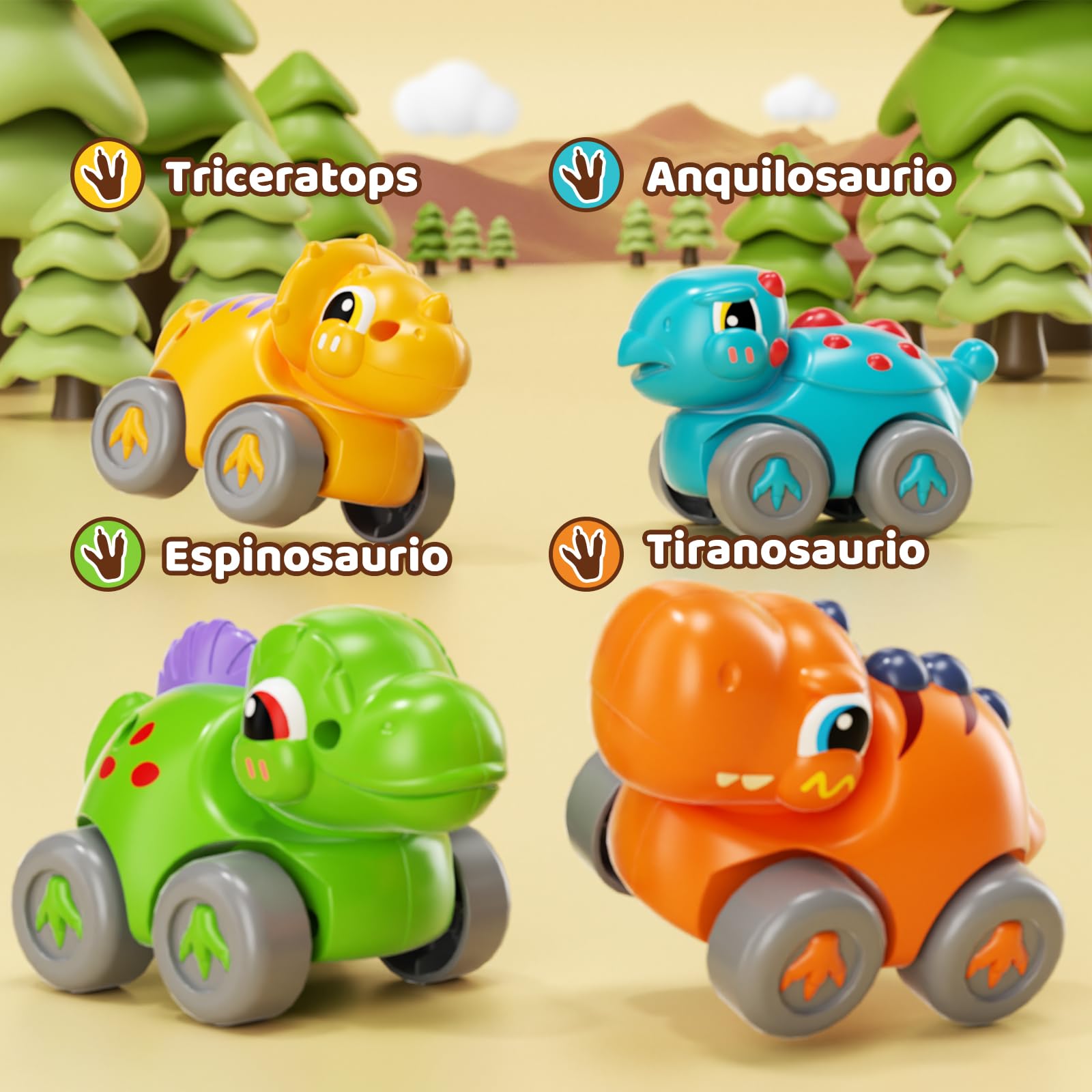Lehoo Castle Coche de Dinosaurios para Niños 1 2 3 Años, Juguete Educativo con Tobogán y Aparcamiento, Desarrollo Motricidad y Creatividad, Regalo para Niños y Niñas 1-3 Años