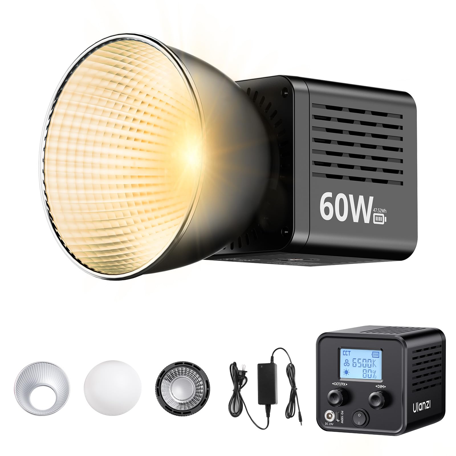 Amazon.co.jp: ULANZI C60 60W バイカラーCOBビデオライト、ミニ