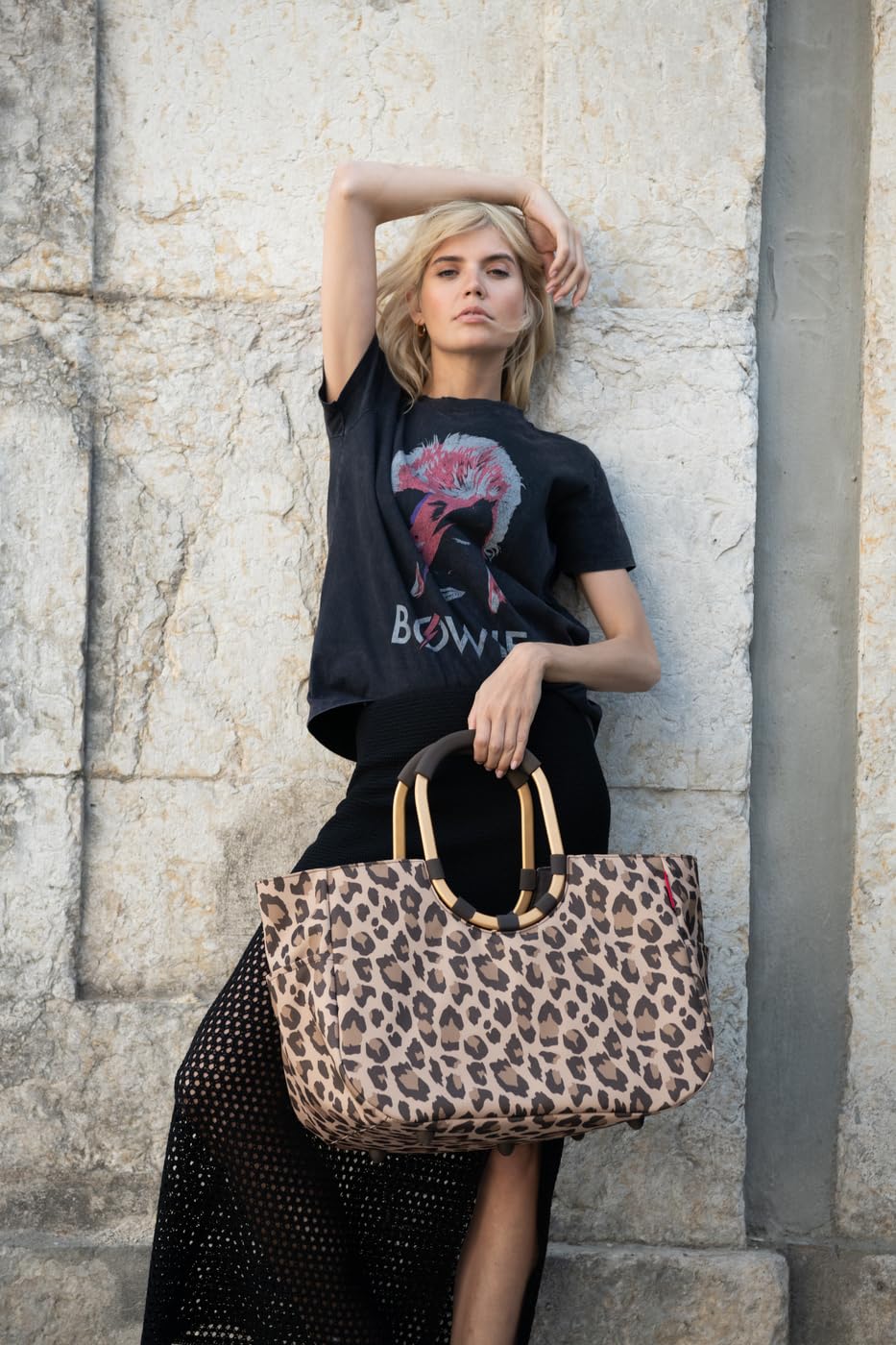 reisenthel loopshopper L frame leo macchiato – Stabile Tasche mit praktischen Fächern aus recycelten PET-Flaschen – Charmantes und wasserabweisendes Design gold