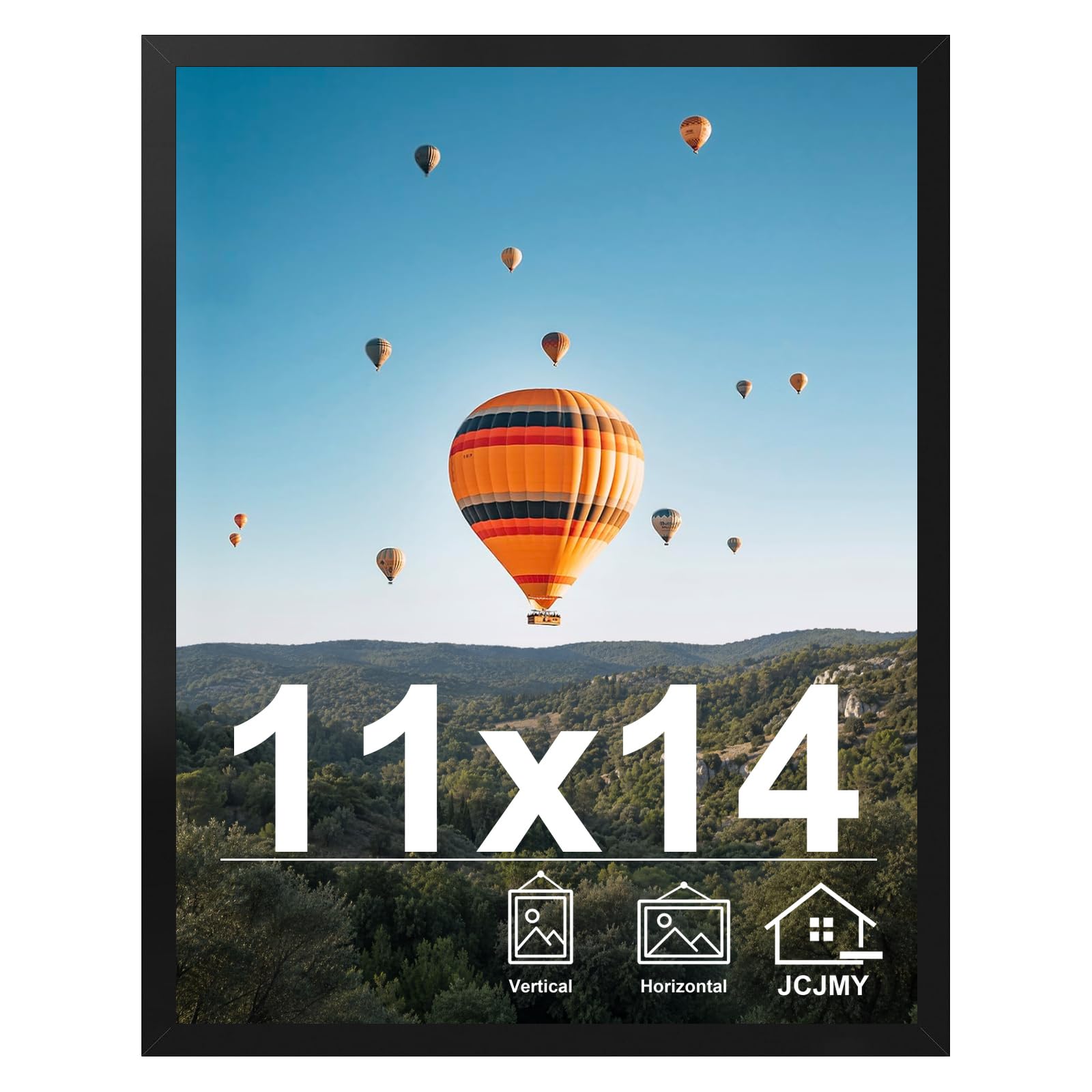 JCJMY 11x14 Picture Frame Black for Wall Hanging, Wall Mounting Horizontally or Vertically, 11 x 14 Wall Gallery Poster Photo Frame with Shatter Resistant Plexiglass, Black