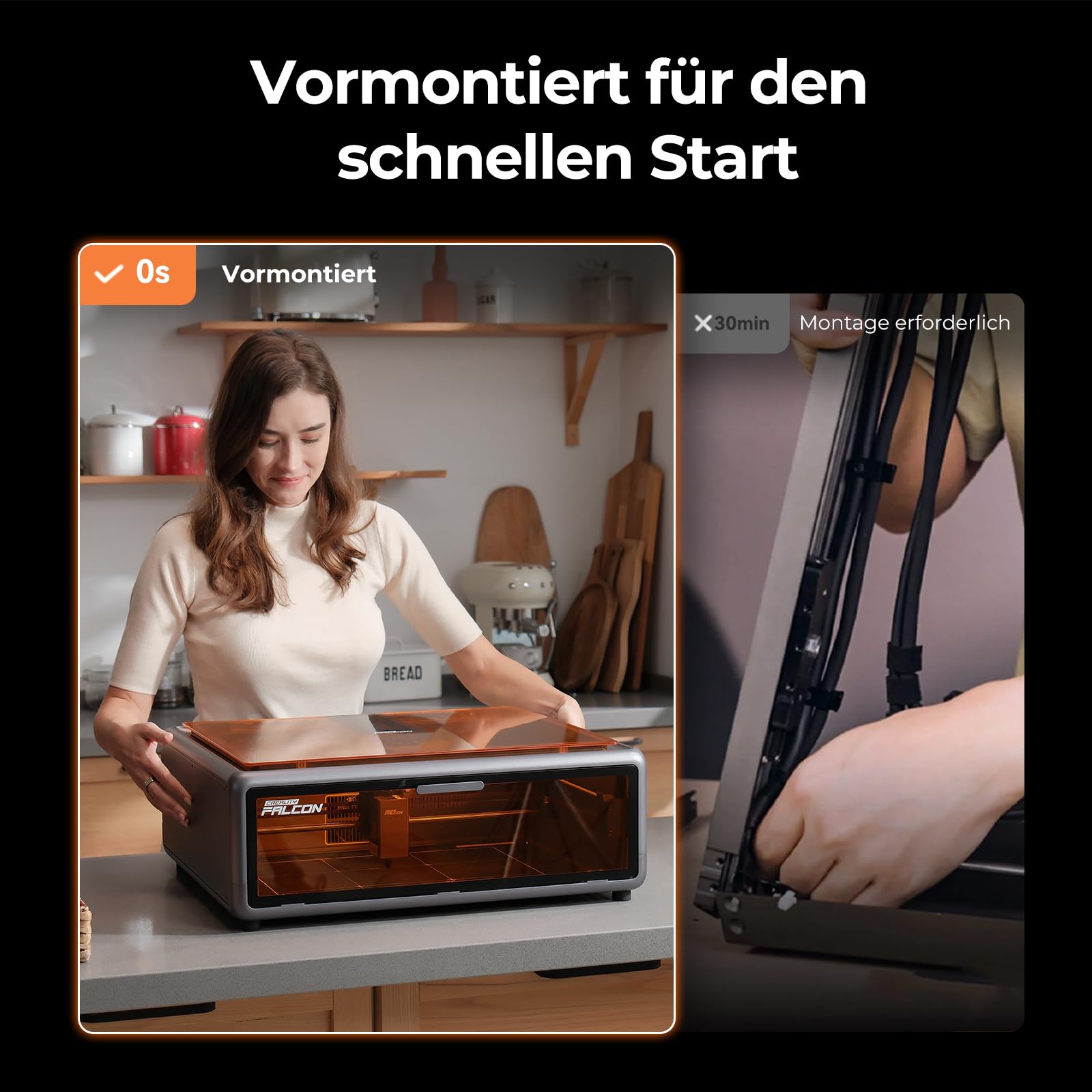 Creality Falcon A1 10W Lasergravierer, 80W Starke Leistung, Vollständig Geschlossen, 600 mm/s, Automatische HD-Kamerapositionierung, Ideal für Holz & Metall-Weißes Gehäuse