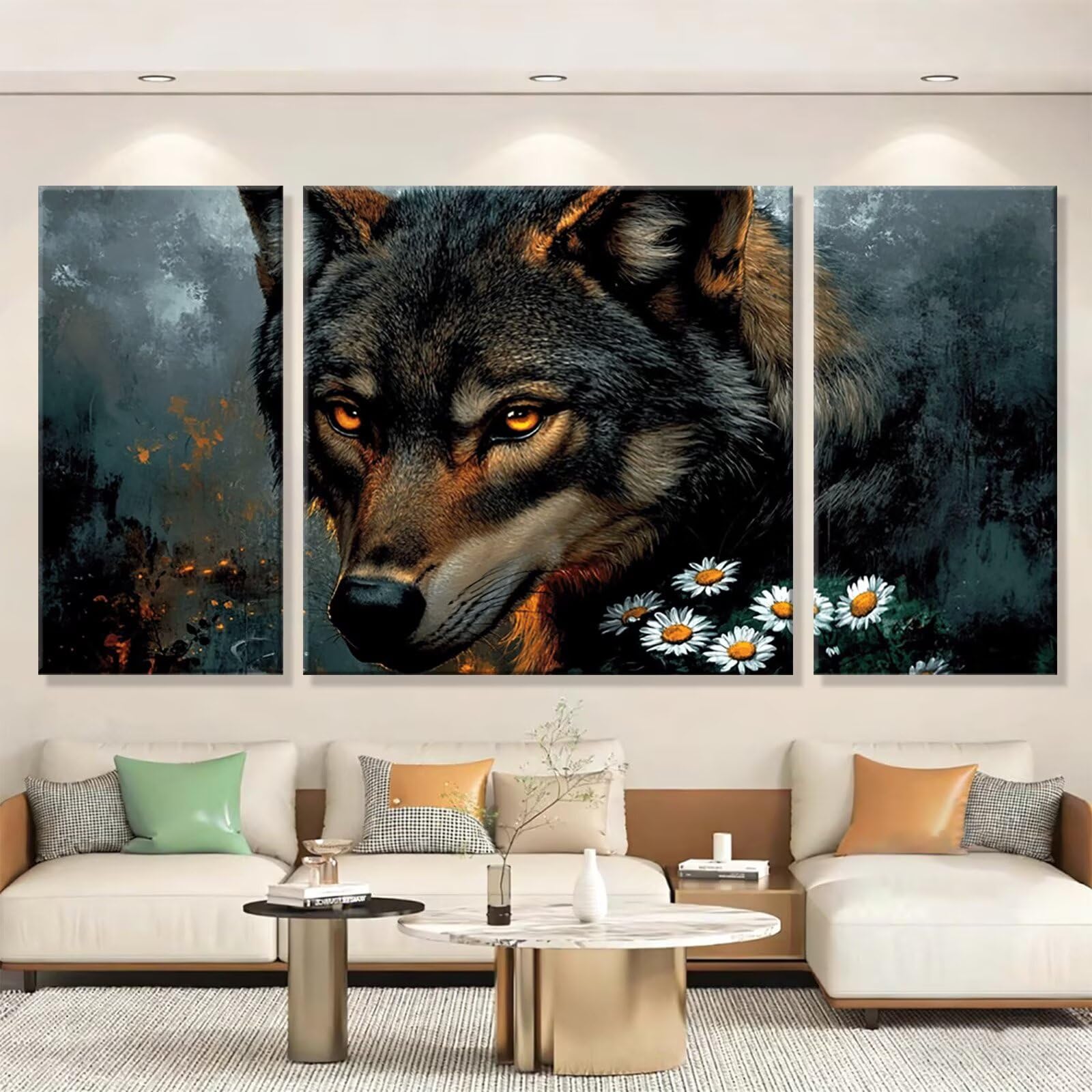 3 Pezzi Dipingere con i Numeri adulti, Paint by Numbers Margherita Lupo, Kit Lavoretti Creativi, Kit di Pittura Acrilica Fai-da-Te, con Pennello, Decorazioni Casa 70x140cm (Senza Cornice) y1s-684