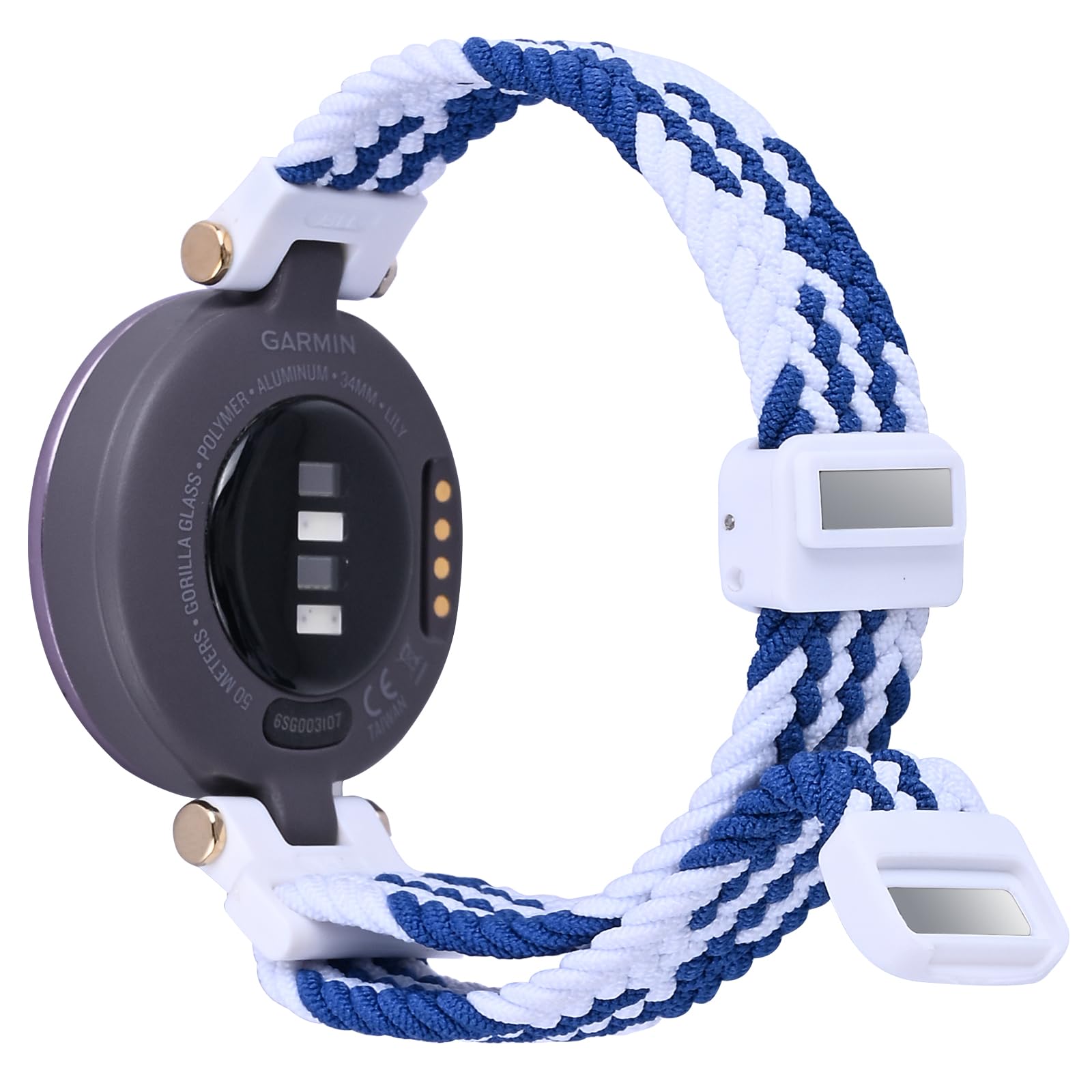 C2D JOY Braided Nylon Strap Compatible with Lily Watch Replacement Watchband With Screwdriver-Blue&White