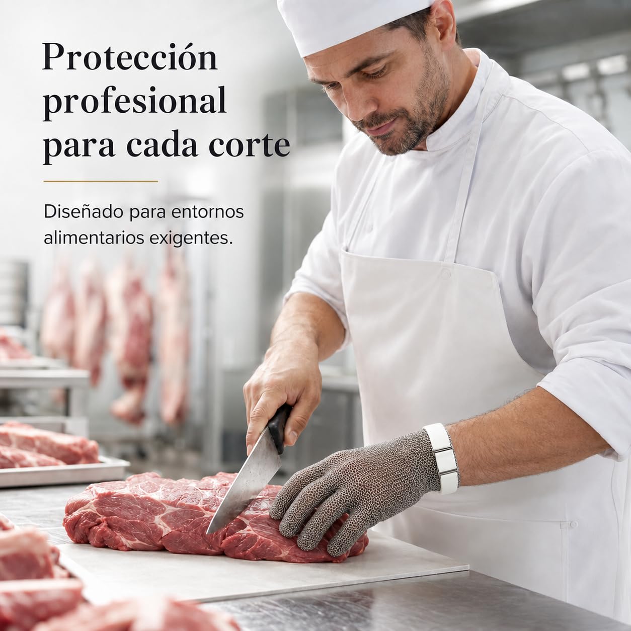 Guante Anticorte de Malla Acero Inoxidable, Guante Carnicero Reversible con Correa, Ambidiestro 5 Dedos, 5 Tallas XXS a L, Cocina Profesional Carnicería Pescadería (XS)