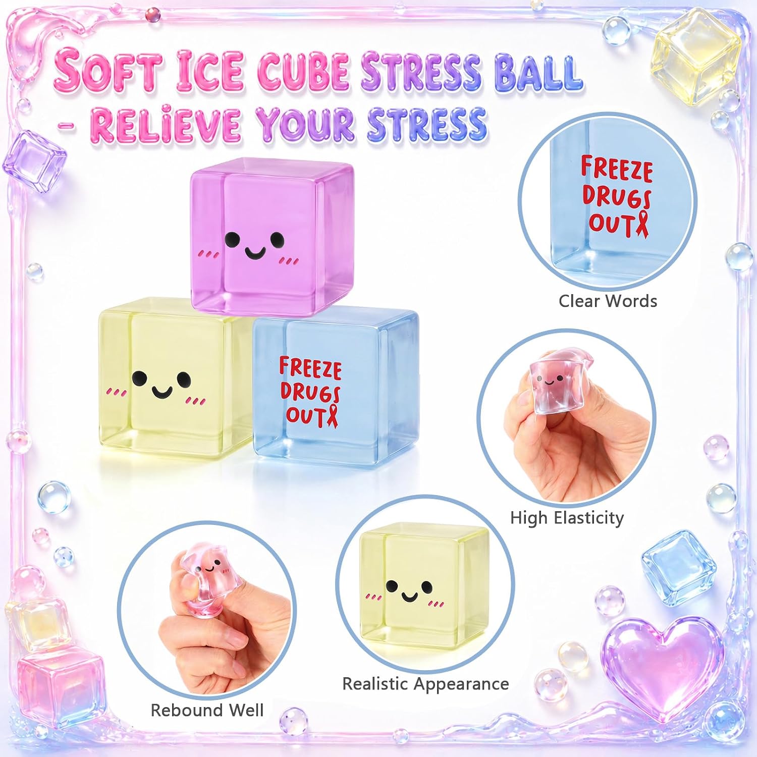 Thenshop 30 Pcs Red Ribbon Week Ice Cube Squeeze Soft Toys Awareness Gifts image 3