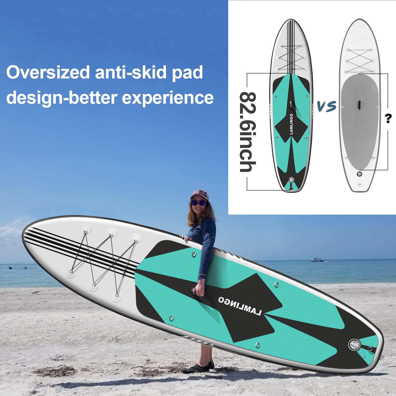 rolimate 320×82×16cm Máx. 200 KG Tabla Paddle Surf Hinchable de Remo Inflable de pie, con Todos los Accesorios de Sup Adecuado para Todos los Niveles, Bombas Doble acción