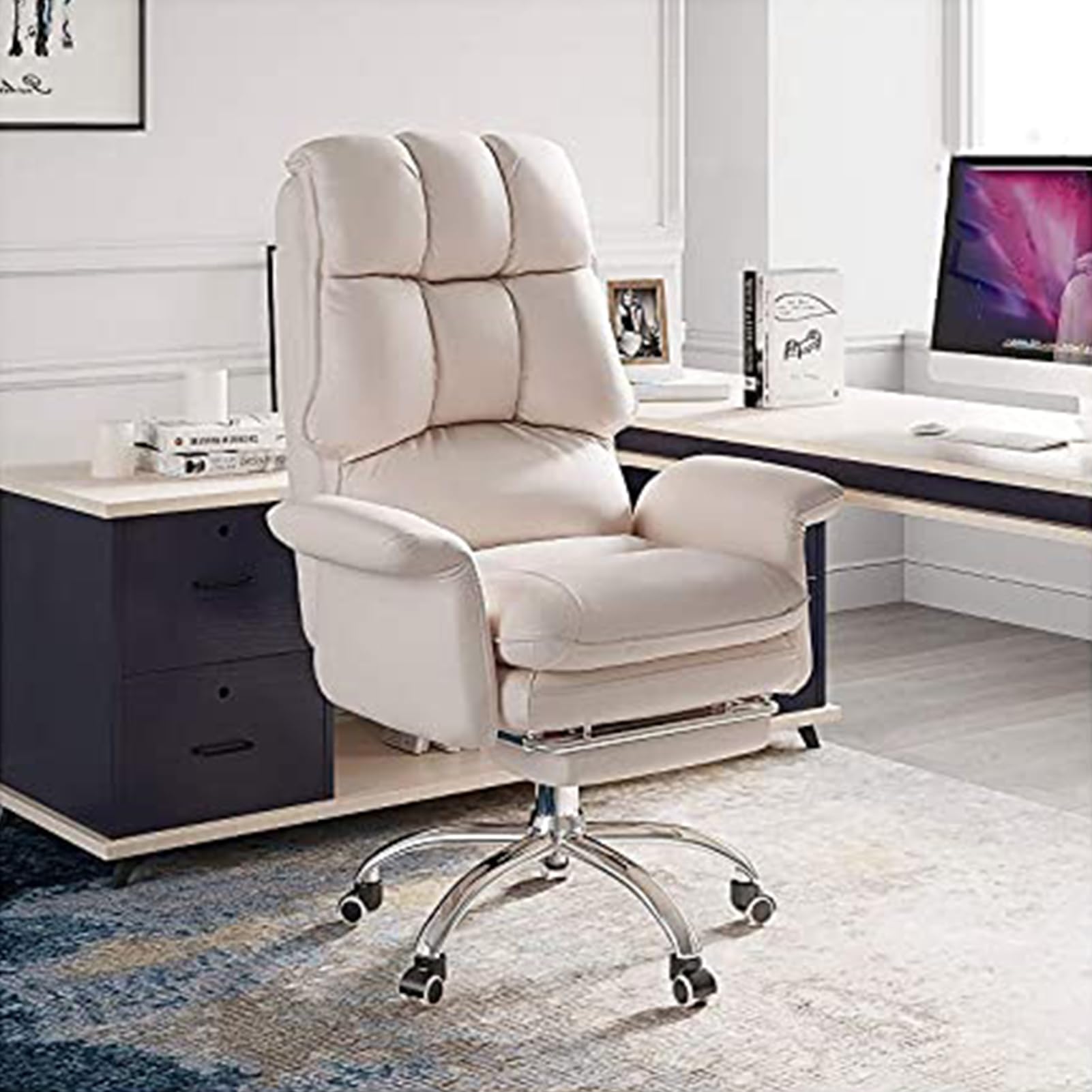 METTEOR Office Chair - Adjustable Executive Swivel Chair with Wheels table Desk Chair for Home & Office Ideal Gaming Chair with Padded Seat (F)