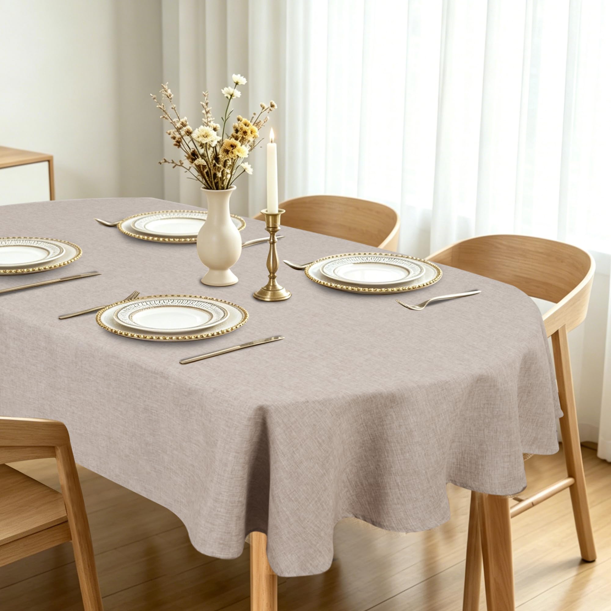 DWCN Tischdecke Leinenoptik