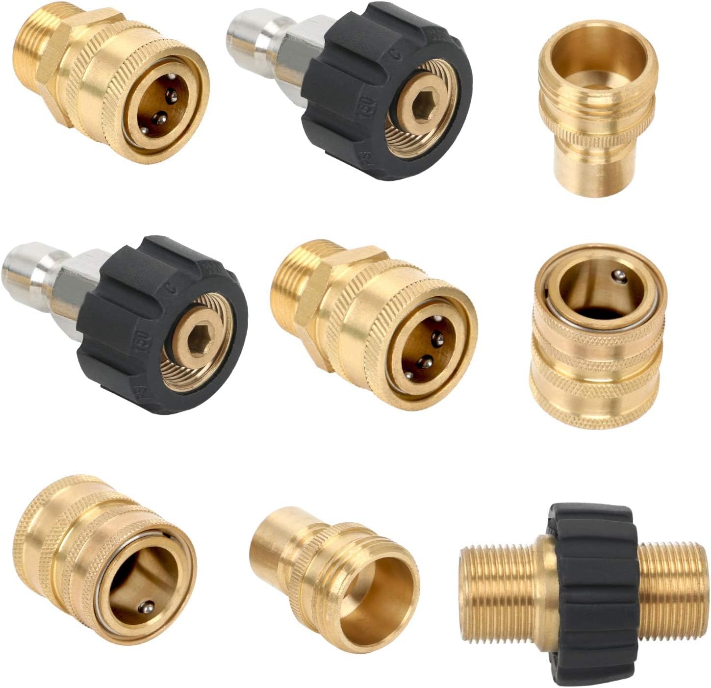 Haayymo Pressure Washer Quick Release Connect Fitting Adapter Kit, M22 Ultimate Pressure Washer 3/8" Quick Disconnect Fitting, M22-14mm Swivel to 3/8'' Quick Connect, 3/4" Thread to Quick Connect