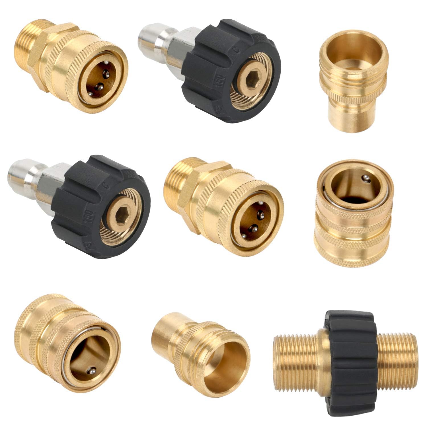 Haayymo Pressure Washer Quick Release Connect Fitting Adapter Kit, M22 Ultimate Pressure Washer 3/8" Quick Disconnect Fitting, M22-14mm Swivel to 3/8'' Quick Connect, 3/4" Thread to Quick Connect