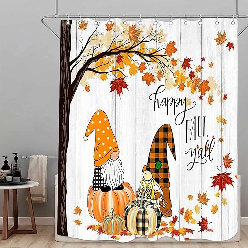 Miniatura 10 de Cortina de ducha de hojas de arce otoñal, cortinas de baño de cosecha de paisaje natural otoñal, 72 x 72 pulgadas