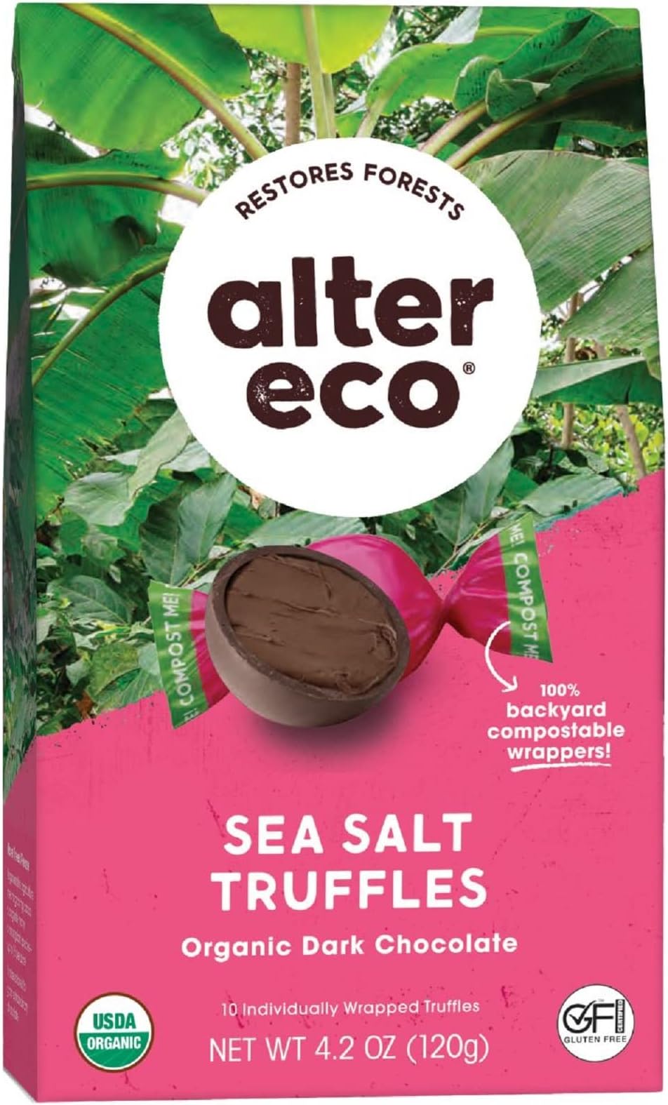 Alter Eco | Deep Dark Sea Salt Truffles | 58% Pure Dark Cocoa, Fair Trade, Organic, Non-GMO, Gluten Free Dark Chocolate Truffles | 80 Truffles