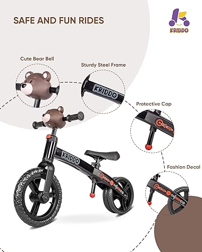 Miniatura 10 de KRIDDO Bicicleta de equilibrio para niños de 2 años, de 24 meses a 5 años, estilo moderno de llama, bicicleta interactiva de aprendizaje temprano,