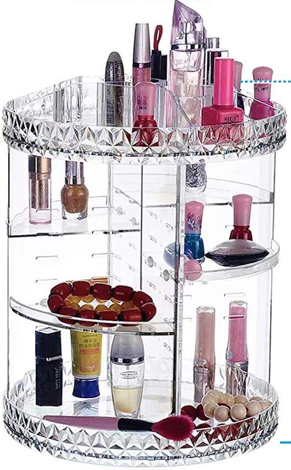 GenePath Makeup Organizer 360 Degree Rotating Adjustable 7 Layers 2X Large Capacity Acrylic Crystal Clear Transparent Cosmetic Storage for Cosmetics and Accessories (Rotate).