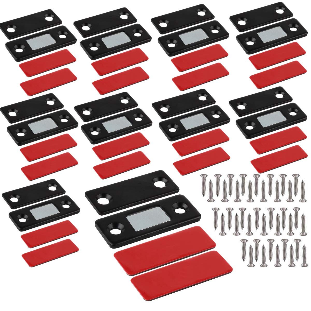 WOFTDDrawer Magnetic Ultra Thin Furniture Latch Door Catch (Pack of 10) Black