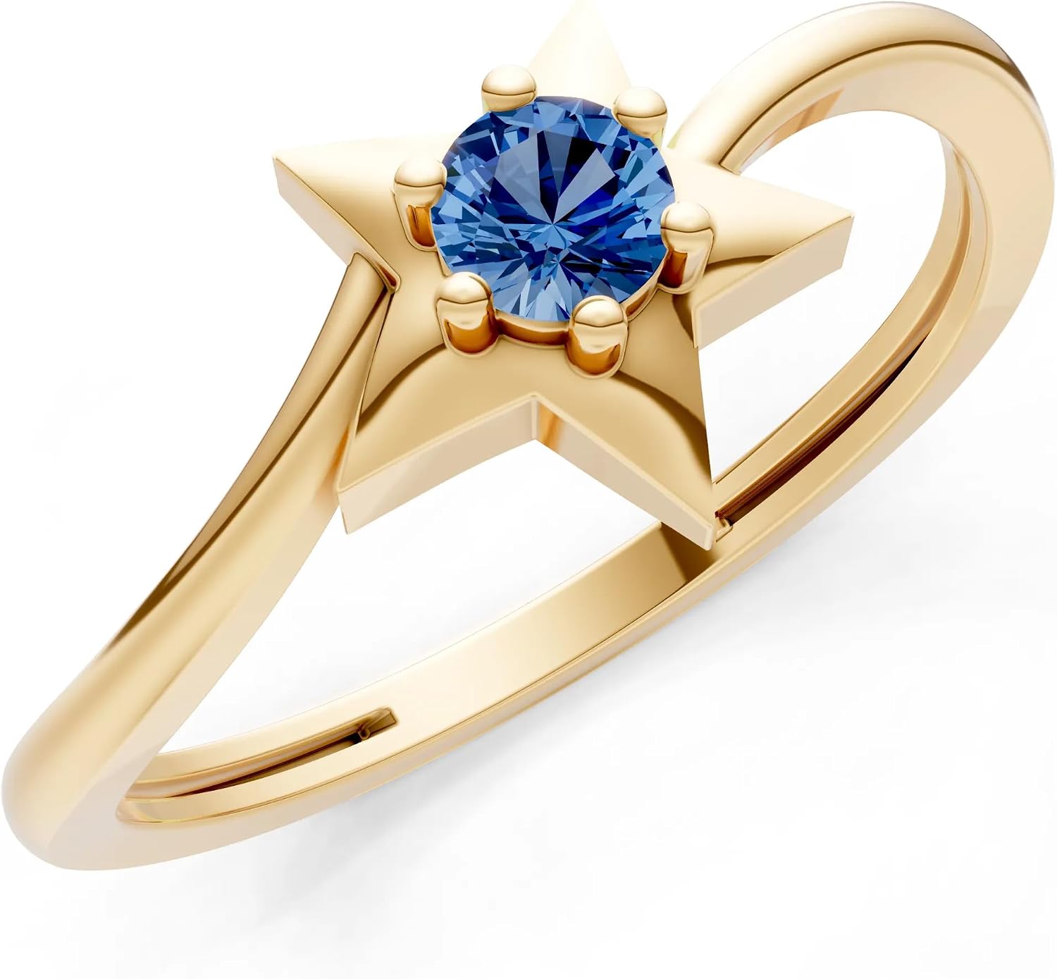 PEORA Round Cut London Blue Topaz Stackable Band Available in Solid 10K, 14K or 18K Ring – White, Yellow or Rose Gold