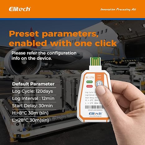 Elitech RC-17N NFC Disposable USB Temperature Data Logger PDF Report Light Indicator