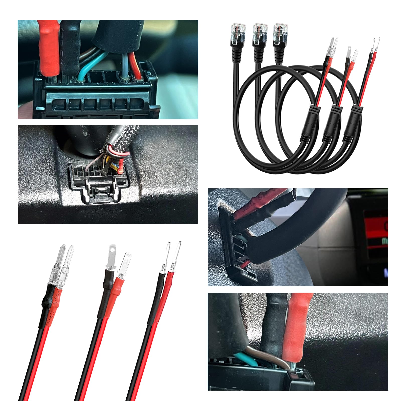 SDSACZMU Soporte para detector de radar, soporte de montaje de radar de barra de espejo retrovisor + cable de alimentación de cable duro para espejo retrovisor, con fusible en línea (para detector de