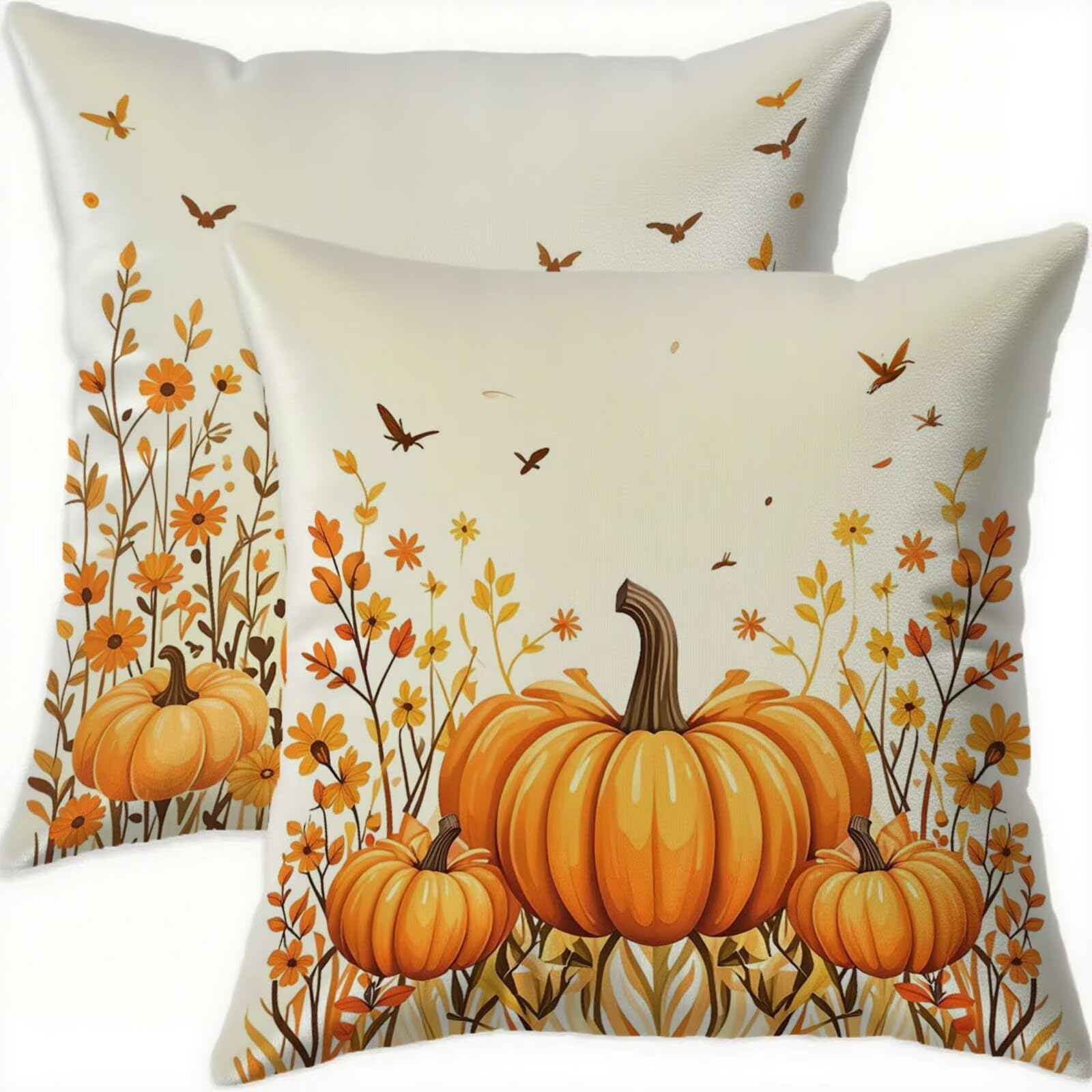 Housse coussin 65x65cm orange pour canapé et balcon | Ambiance citrouille chaleureuse