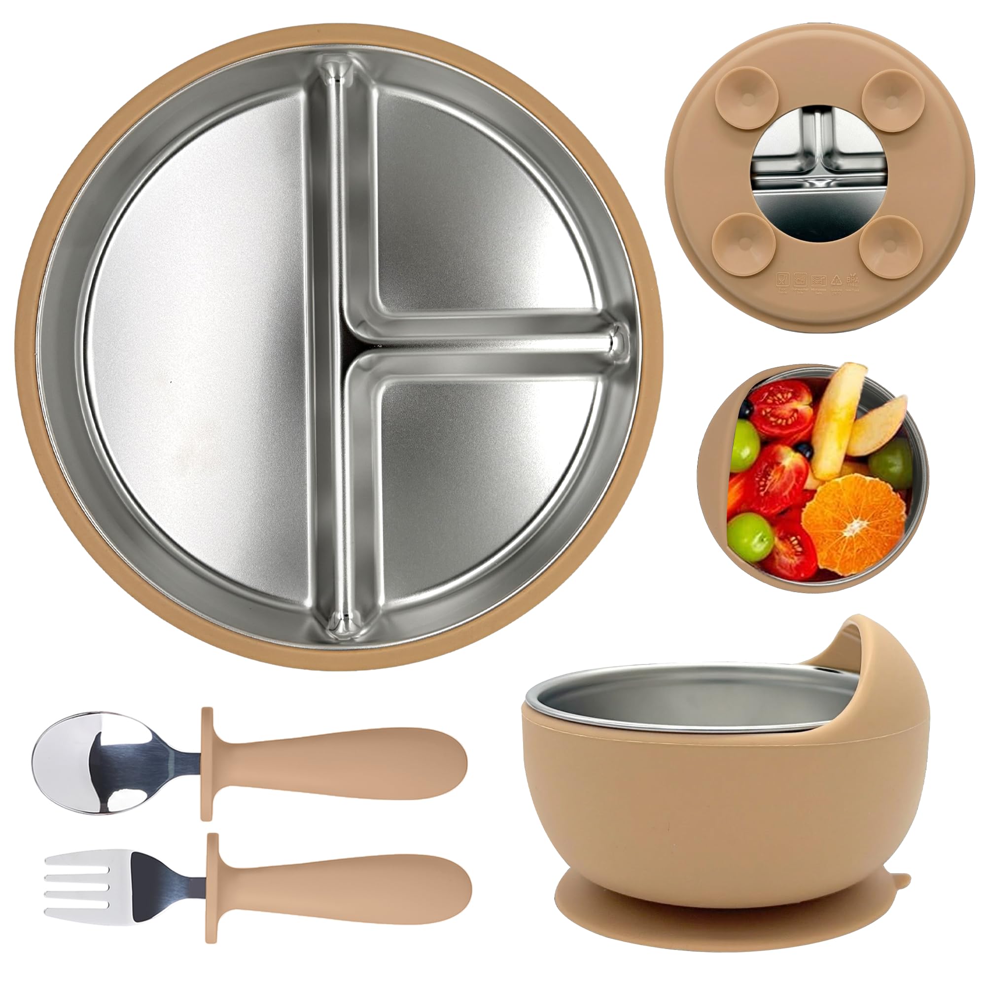 Amazon.com: MOMERA Stainless Steel Baby Feeding Set | Suction