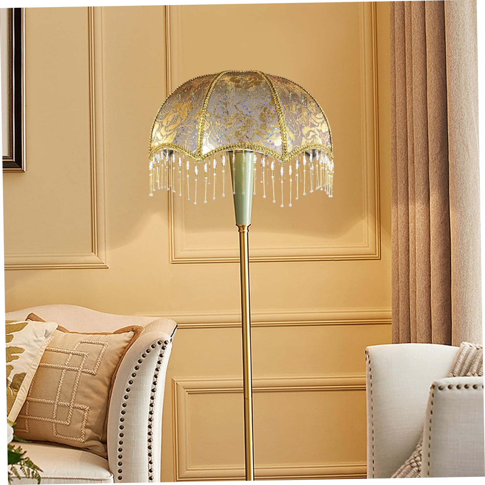 European Vintage Lamp Shade with Tassels Victorian Fringe Lamp