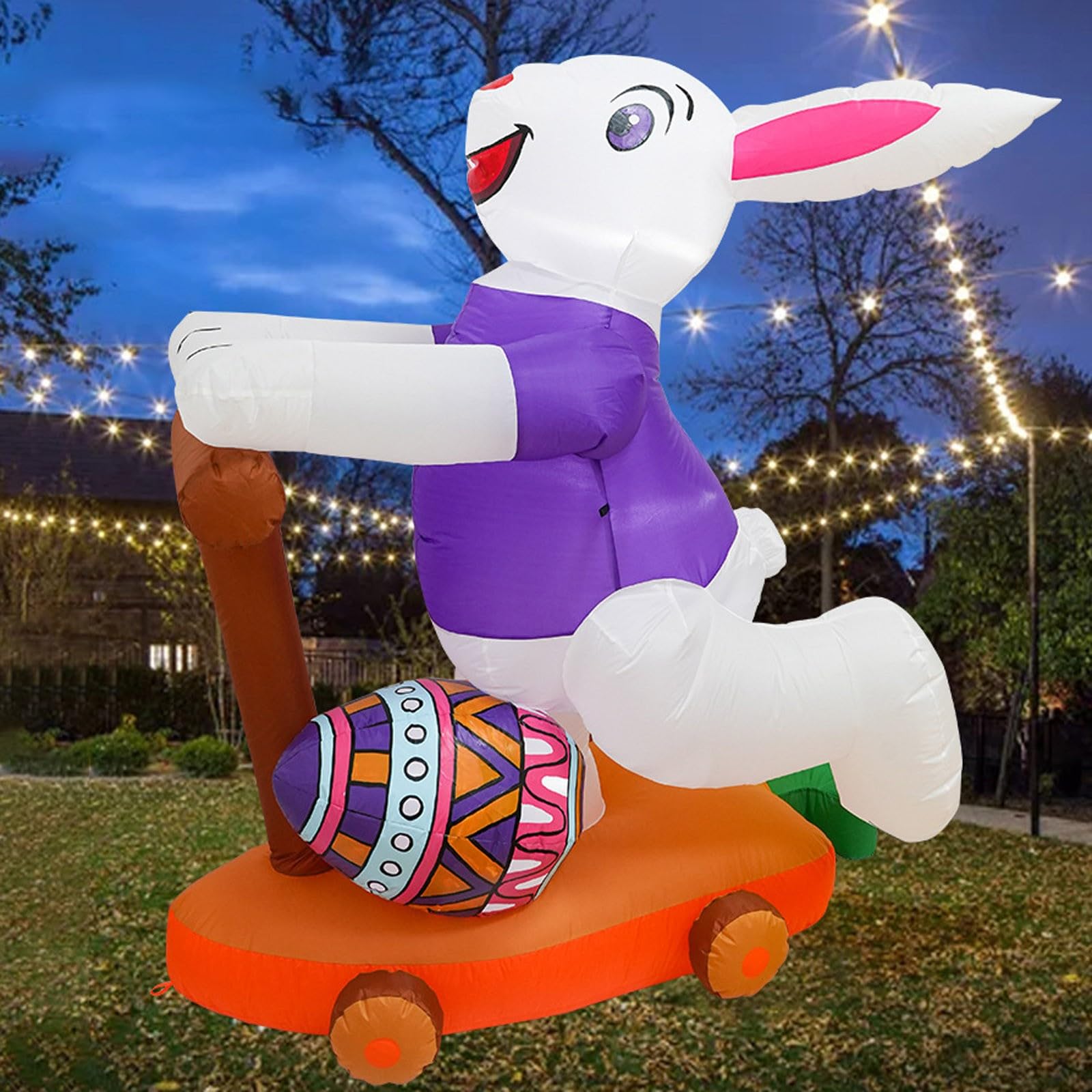 Generico Skateboard Gonfiabile a Forma di Coniglio Pasquale – Slitta a Forma di Coniglio riempita d'Aria per Feste stagionali e Giochi all'aperto 3015