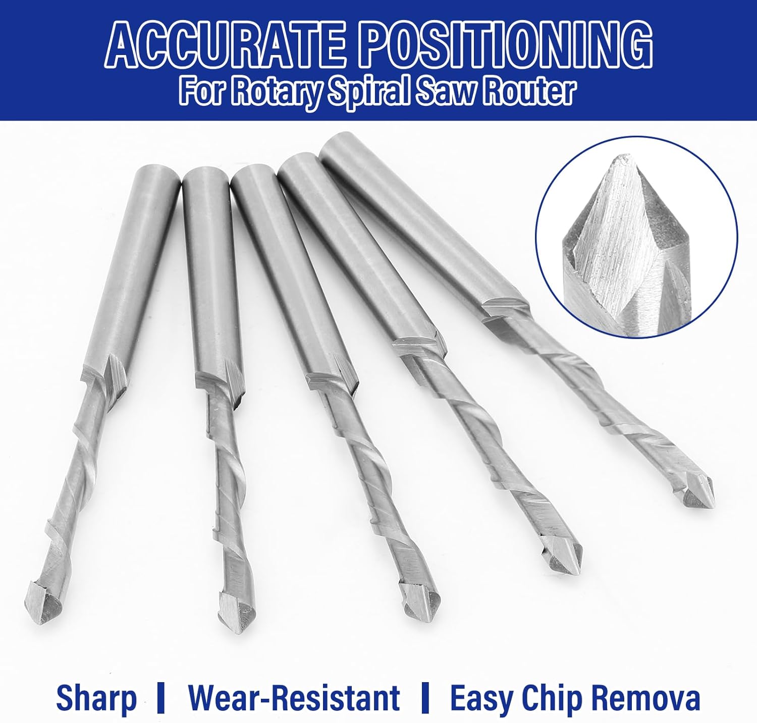 Tondiamo 25 Pcs Drywall Router Bits 3/16 Drywall Rotor Tips M2 High Speed Steel Cutting Bit Downward Router Cutout Rotary Guidepoint Drill Tool, Used for with Spiral Saw