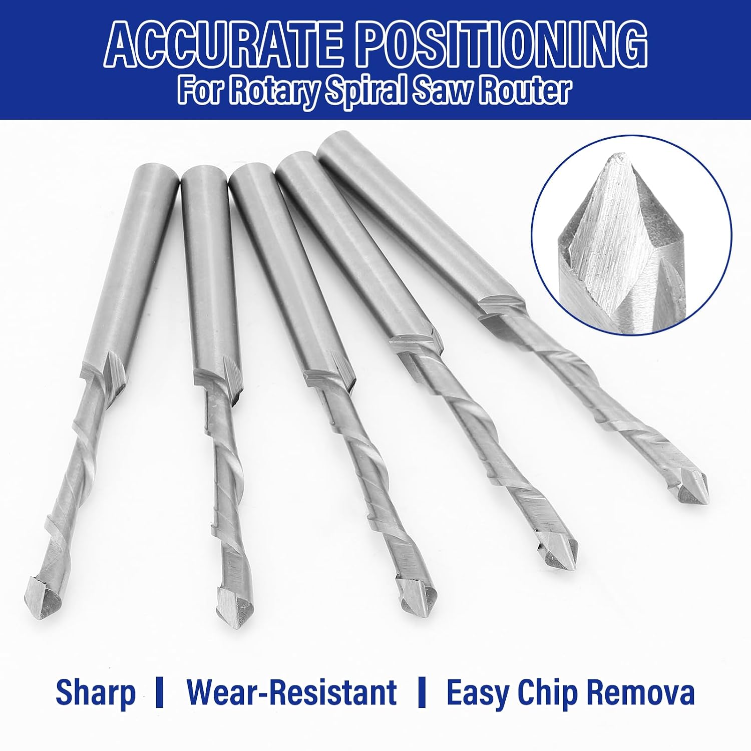 Tondiamo 20 Pcs Drywall Router Bits 3/16 Drywall Rotor Tips M2 High Speed Steel Cutting Bit Downward Router Cutout Rotary Guidepoint Drill Tool, Used for with Spiral Saw (Sliver)