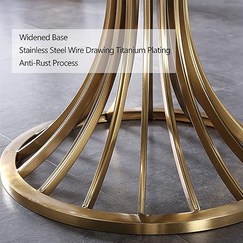 Miniatura 5 de OYhmc Mesa redonda de bar con mesa de bar con mesa de mármol y base de metal dorado para comedor bar en casa 295in de altura