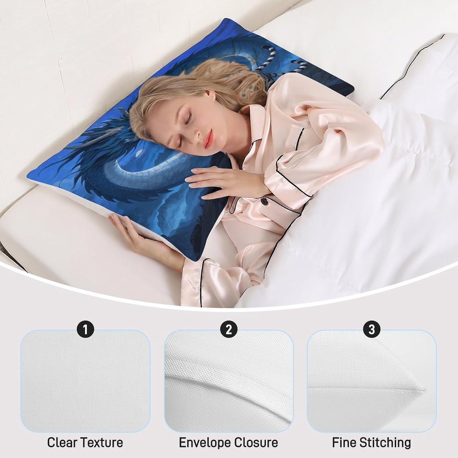 White Tiger Blue Dragon Pillow Cover Bed Pillowcase image 4