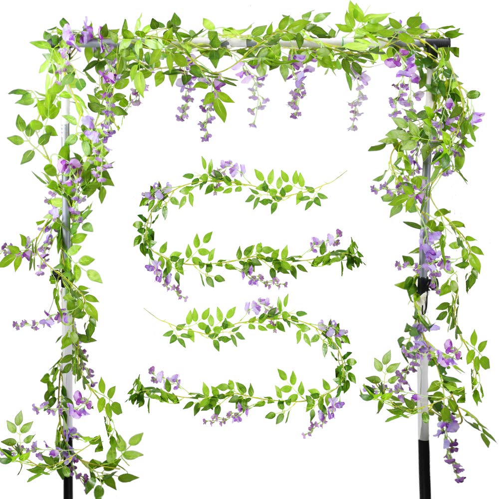 XHXSTORE 2 Pack Artificial Ivy 13Ft Ivy Garland Artificial Vine Leaves Fake Vines Plants Faux Garland Foliage Flower Faux Wisteria Vine for Outdoor Garden Party Decorations Flower Arch Wall Decor