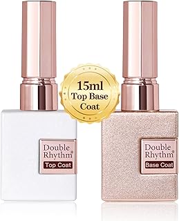 2 Pcs 15ML No Wipe Gel Top Coat and Base Coat Set Clear Glossy Gel Polish Kit Soak Off LED (Base and Top Coat)